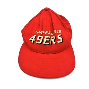 VINTAGE 80s SAN Francisco 49ers Hat Cap Mens Snap Back Red Football NFL SEE DESC